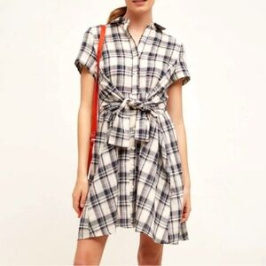 Anthropologie 11.1. Tylho Plaid Tie-Front Button Dress NWT